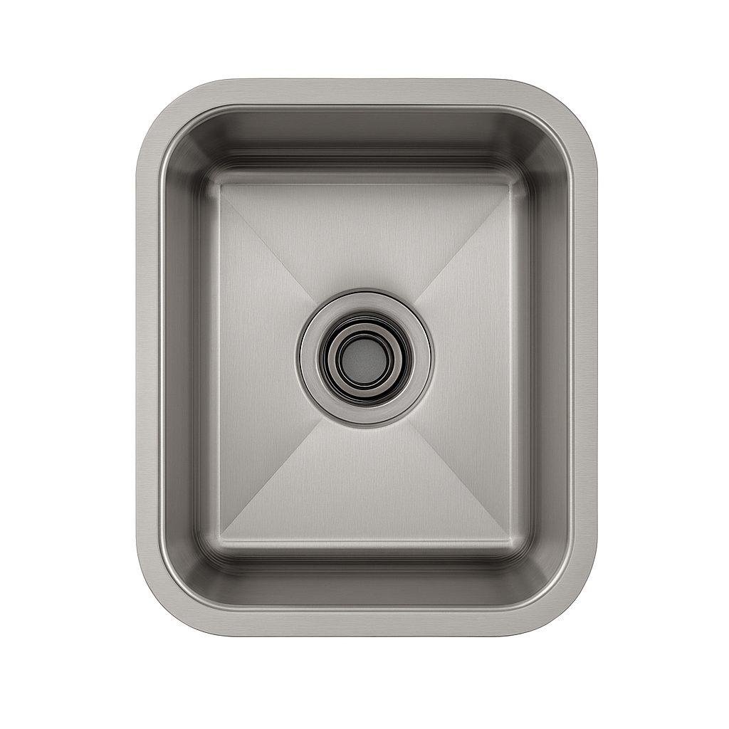 E-Stainless Single Bowl: 18 x 15 x 7 Inch Bowl Depth with Small Radius Corners