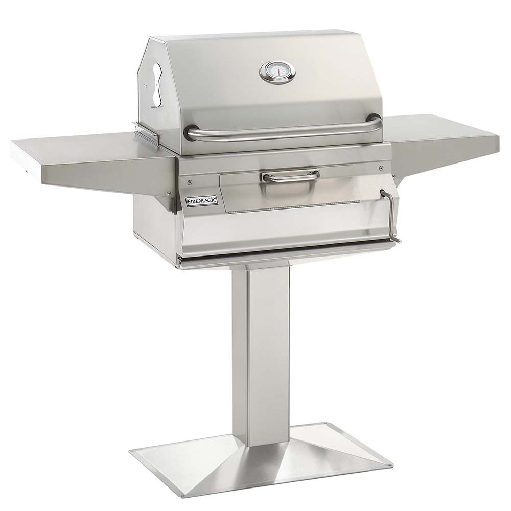 Fire Magic 24 Inch Patio Post Mount Stainless Steel Charcoal Grills