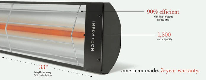 Infratech 1500 Watt 120 Volt Single Element 33 Inch Garage Series Electric Heater