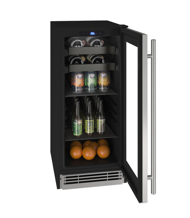 U-Line Beverage Center 15" Reversible Hinge Stainless Frame 115v