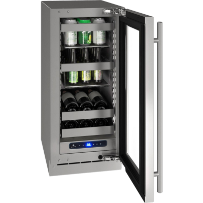 U-Line Beverage Center 15" Reversible Hinge Stainless Frame 115v