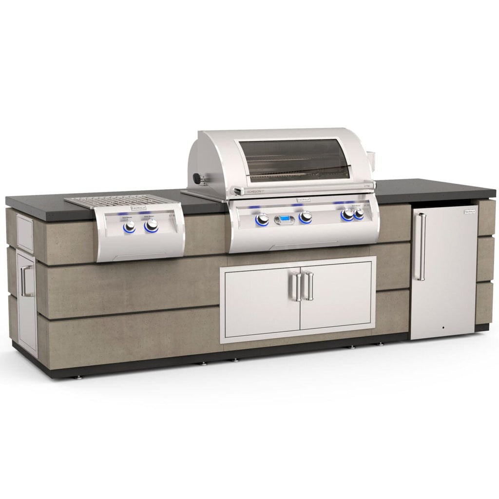Fire Magic Contemporary Pre-Fab Grill Island with Refrigerator Cut-out