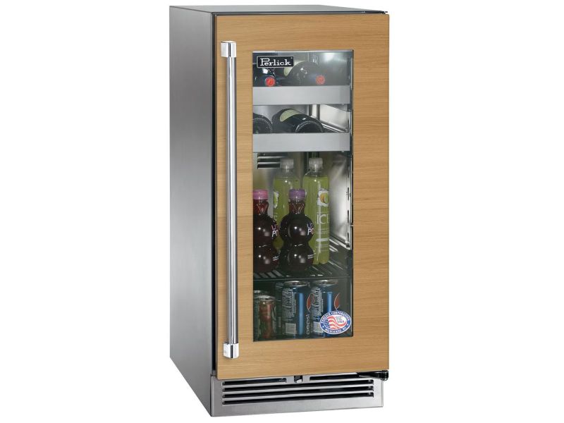 Perlick 15 Inch Outdoor Marine Grade Beverage Center Solid, Glass and Panel Ready Door