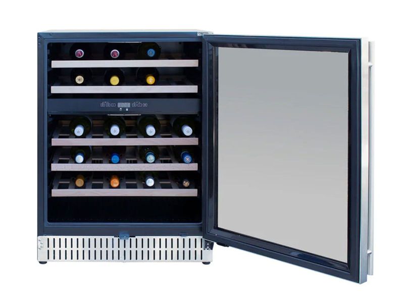 Summerset 24 Inch Outdoor Dual Zone Wine Cooler with Glass Door and Lock