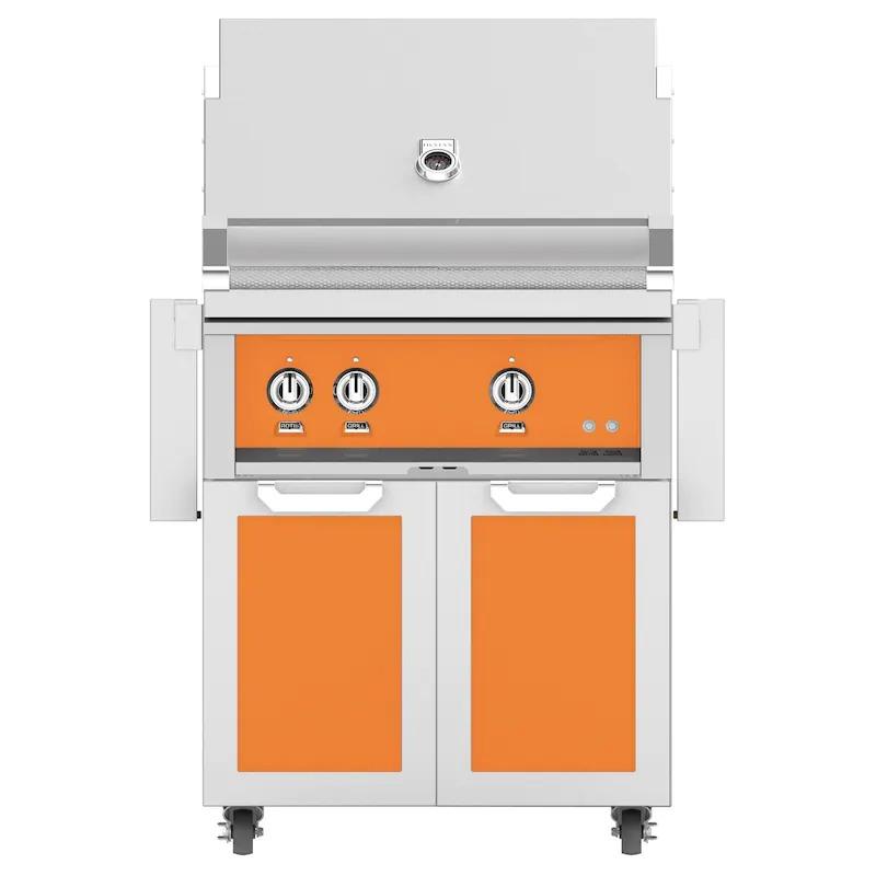 Hestan 36 Inch Grill With Rotisserie On Double Door Cart