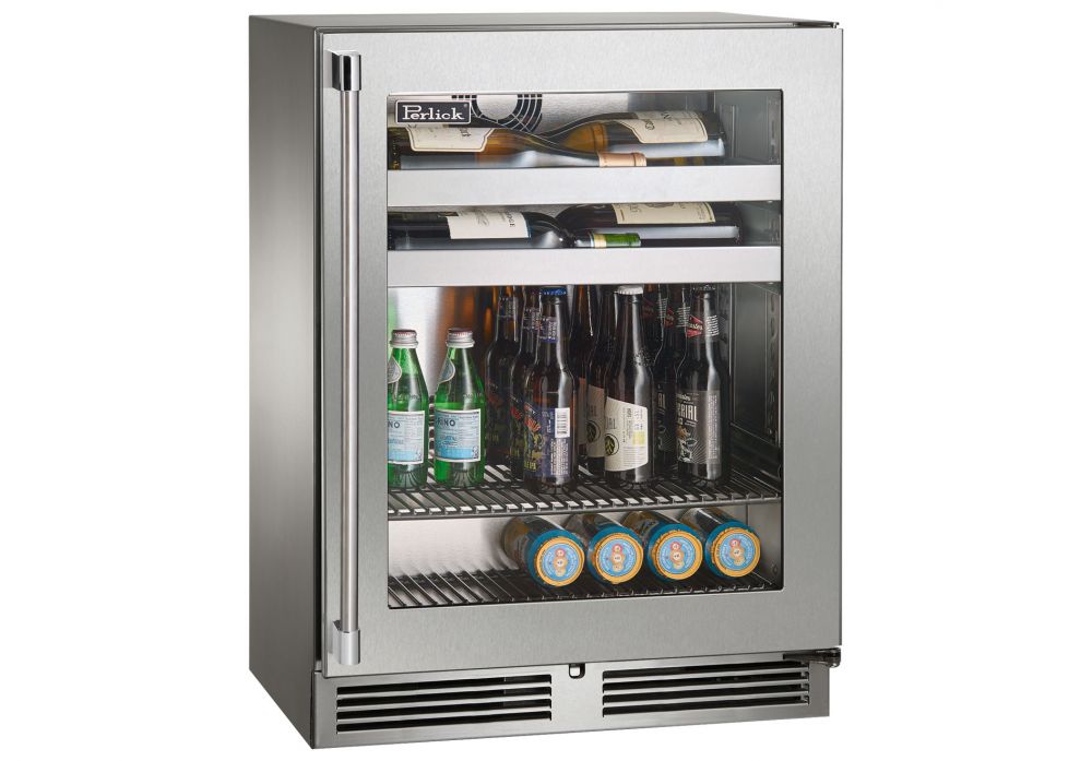 Perlick 24 Inch Outdoor Shallow Beverage Center With Solid, Glass, Panel Ready Door