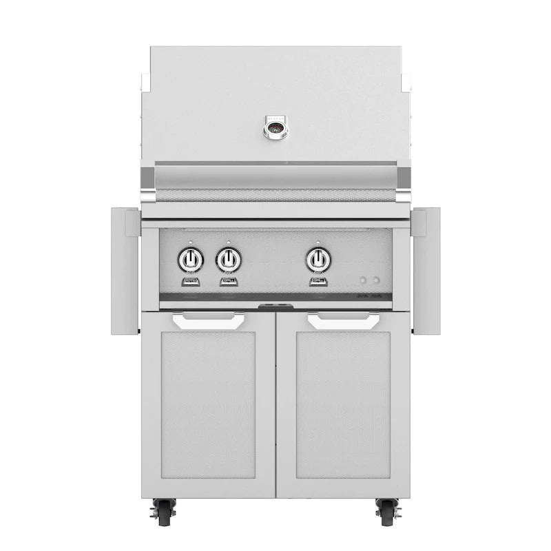 Hestan 30 Inch Grill With Rotisserie On Double Door Cart